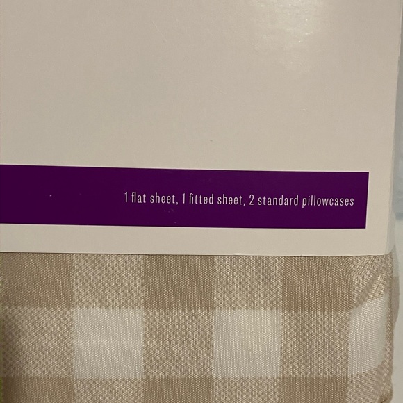 Room Essentials Beige Gingham Microfiber Sheet Set - Picture 3 of 4